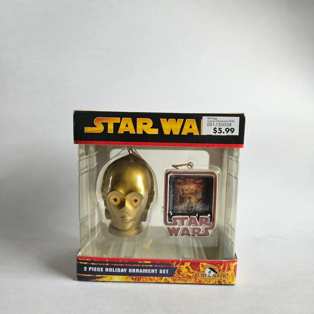 Kurt S Adler Star Wars C-3PO 2 Piece Holiday Ornament Set 2005 ZTAC5001 New